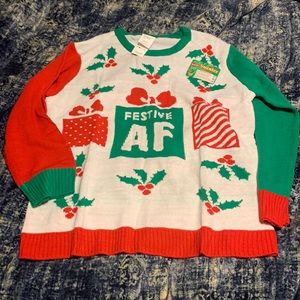 Festive AF” sweater size XL